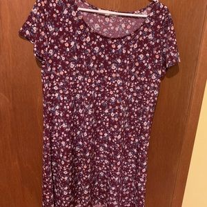 Knit dress print maroon